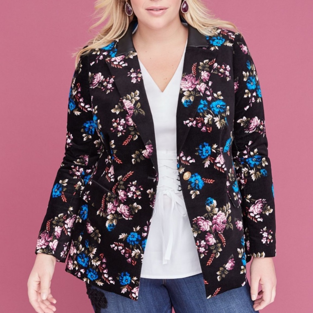 Lane Bryant Plus Size Velvet Floral Blazer